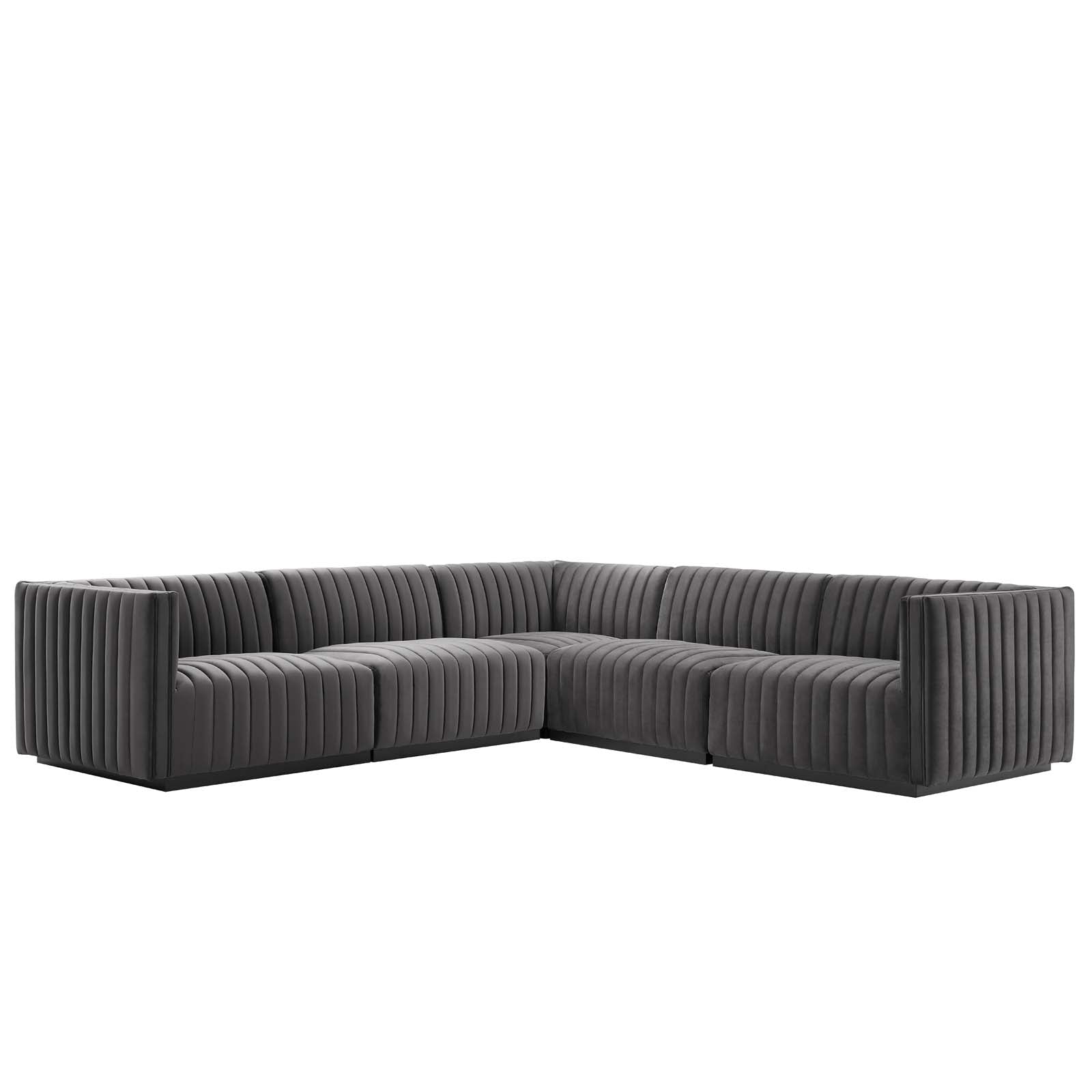 Conjure Channel Tufted Performance Velvet 5-Piece Sectional By Modway - EEI-5772 | Sectional - 3