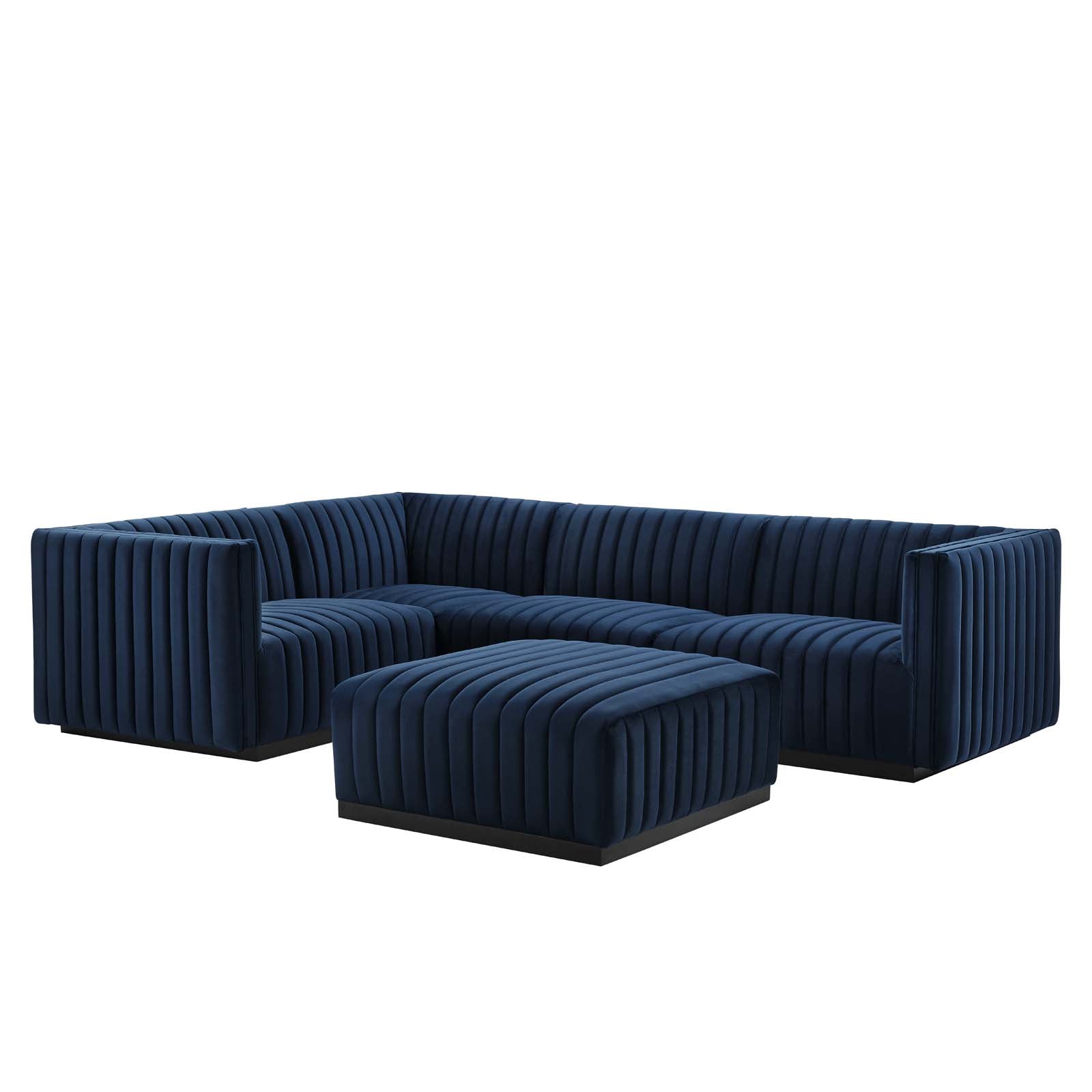 Conjure Channel Tufted Performance Velvet 5-Piece Sectional By Modway - EEI-5774 | Sectional - 4