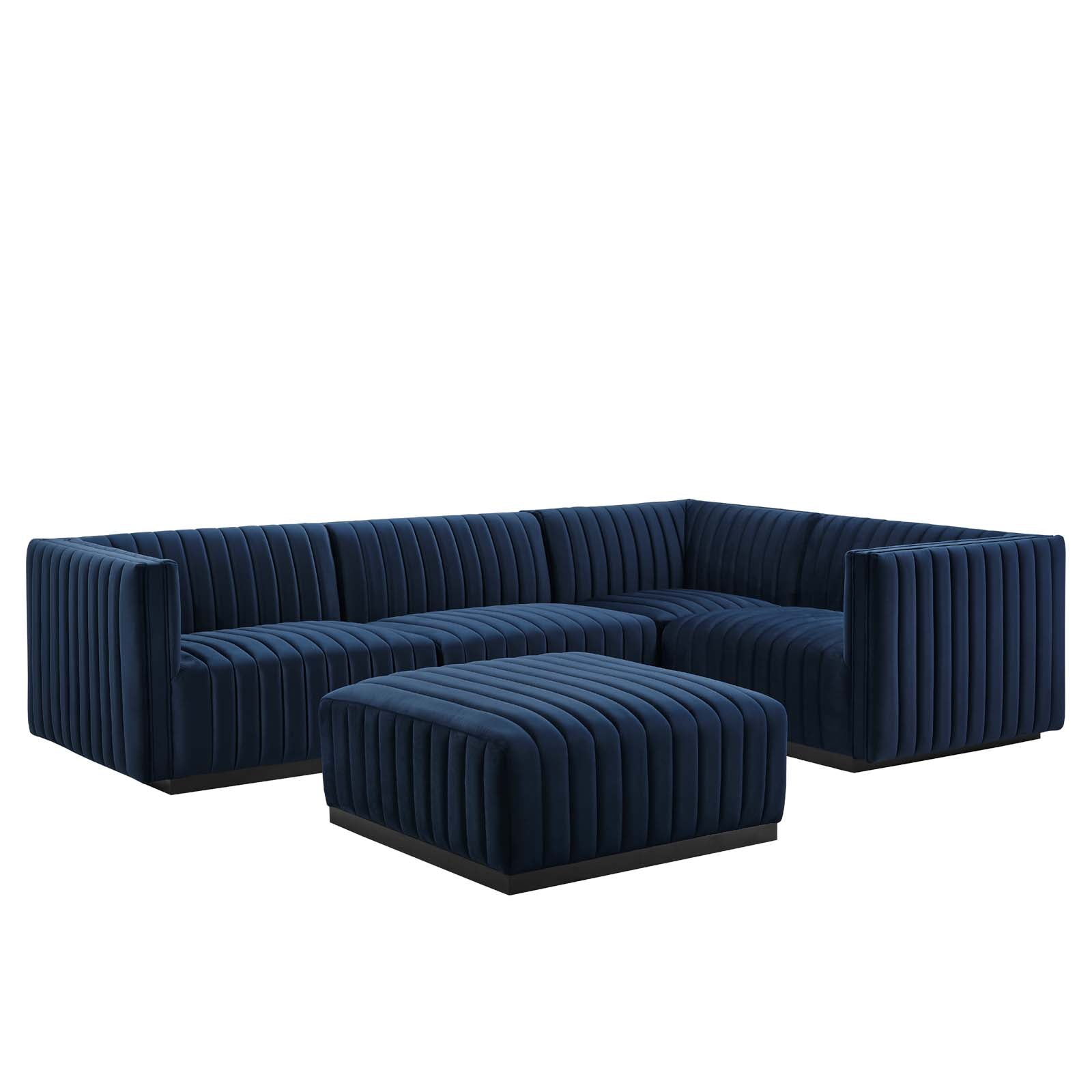 Conjure Channel Tufted Performance Velvet 5-Piece Sectional By Modway - EEI-5775 | Sectional - 4