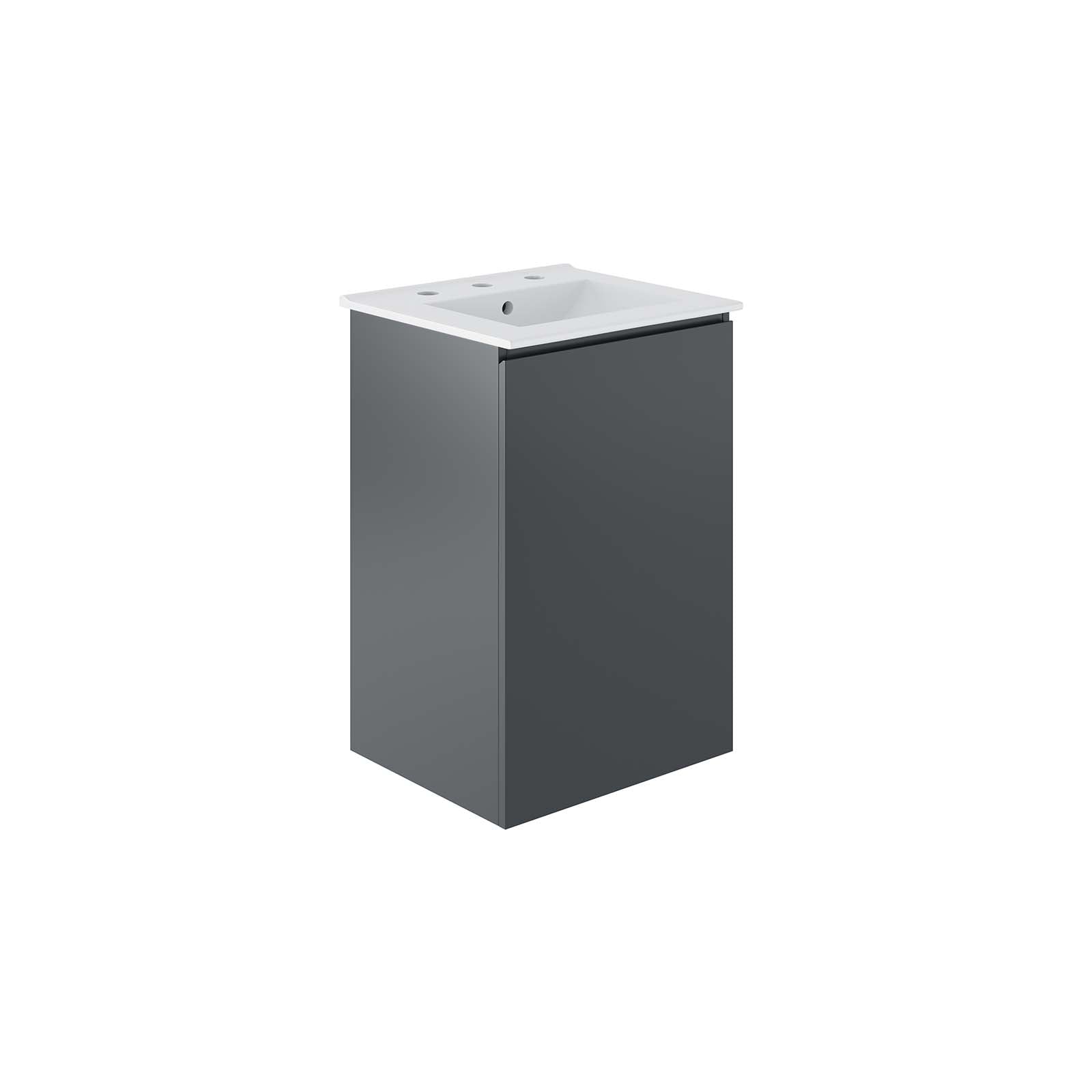 Bryn 18" Wall-Mount Bathroom Vanity By Modway - EEI-5776-GRY-BLK | Bathroom Accessories |  Modishstore - 2