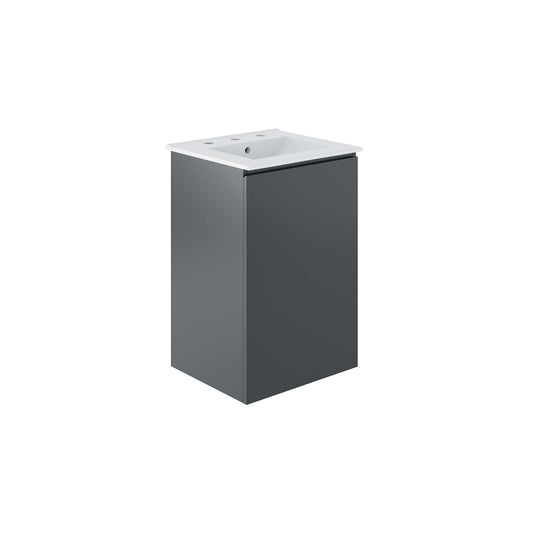 Bryn 18" Wall-Mount Bathroom Vanity By Modway - EEI-5776-GRY-BLK | Bathroom Accessories |  Modishstore - 2