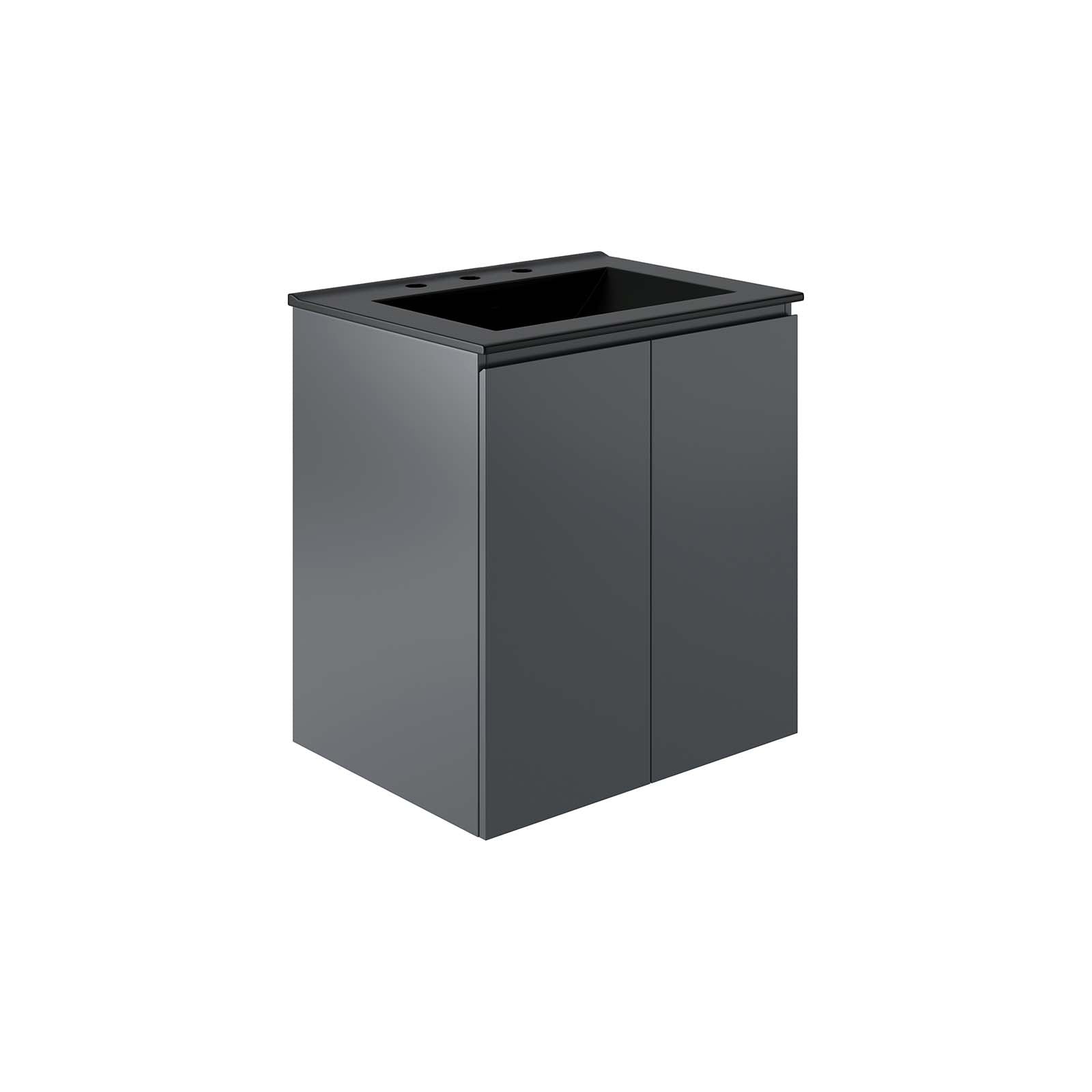 Bryn 24" Wall-Mount Bathroom Vanity By Modway - EEI-5777-GRY-BLK | Bathroom Accessories |  Modishstore