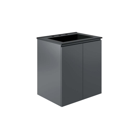 Bryn 24" Wall-Mount Bathroom Vanity By Modway - EEI-5777-GRY-BLK | Bathroom Accessories |  Modishstore