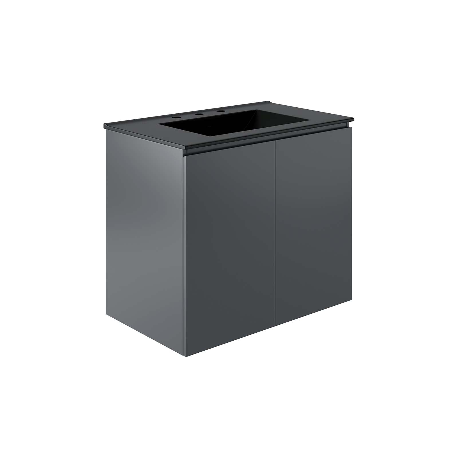 Bryn 30" Wall-Mount Bathroom Vanity By Modway - EEI-5778-GRY-BLK | Bathroom Accessories |  Modishstore