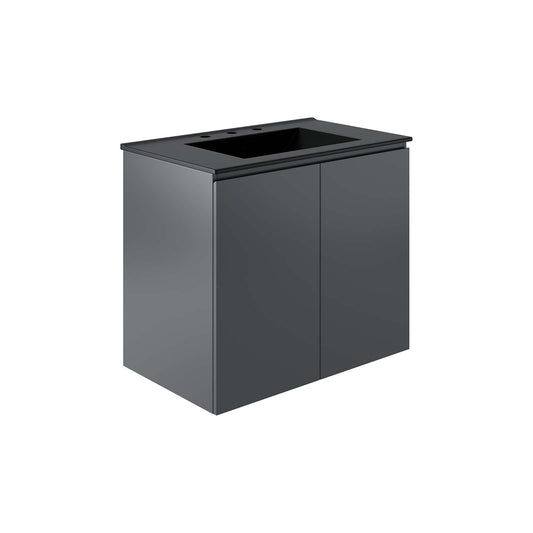 Bryn 30" Wall-Mount Bathroom Vanity By Modway - EEI-5778-GRY-BLK | Bathroom Accessories |  Modishstore