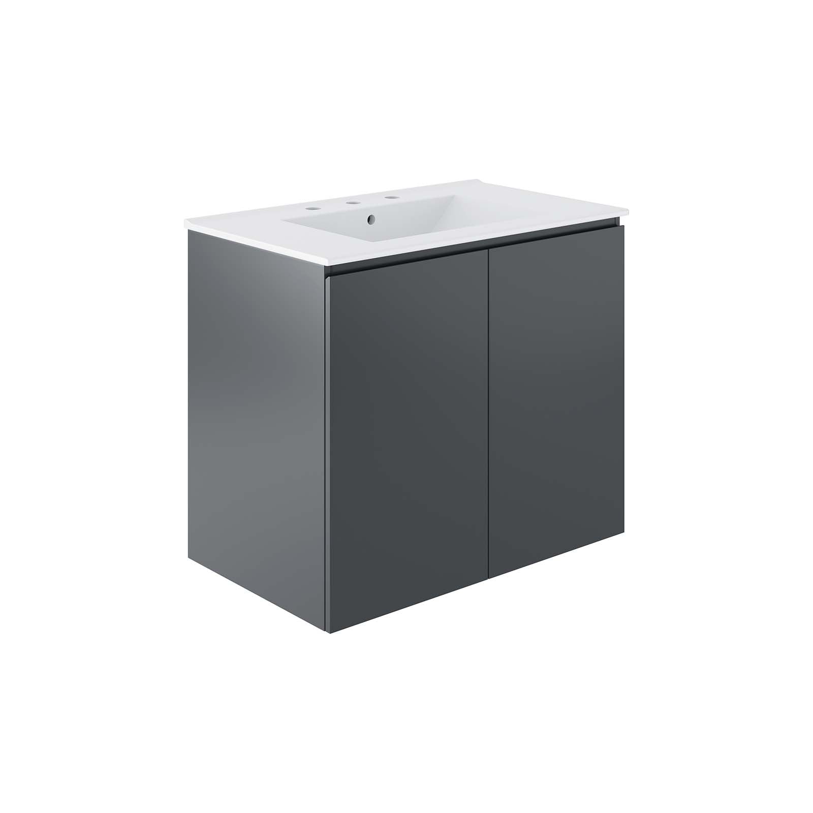 Bryn 30" Wall-Mount Bathroom Vanity By Modway - EEI-5778-GRY-BLK | Bathroom Accessories |  Modishstore - 2