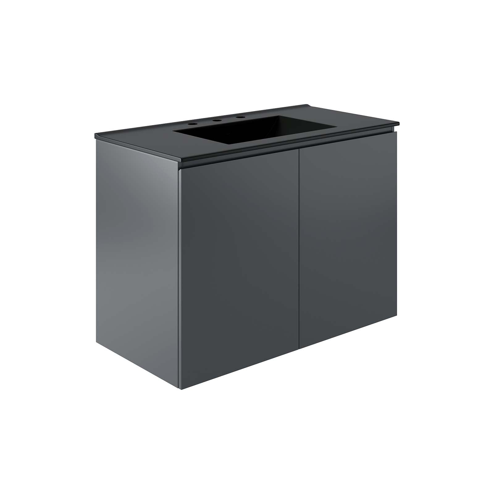 Bryn 36" Wall-Mount Bathroom Vanity By Modway - EEI-5779-GRY-BLK | Bathroom Accessories |  Modishstore