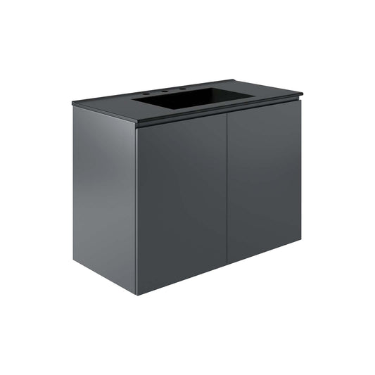 Bryn 36" Wall-Mount Bathroom Vanity By Modway - EEI-5779-GRY-BLK | Bathroom Accessories |  Modishstore