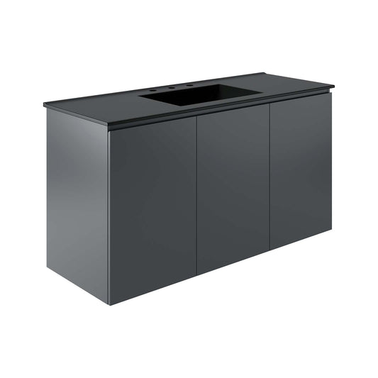 Bryn 48" Wall-Mount Bathroom Vanity By Modway - EEI-5780-GRY-BLK | Bathroom Accessories |  Modishstore