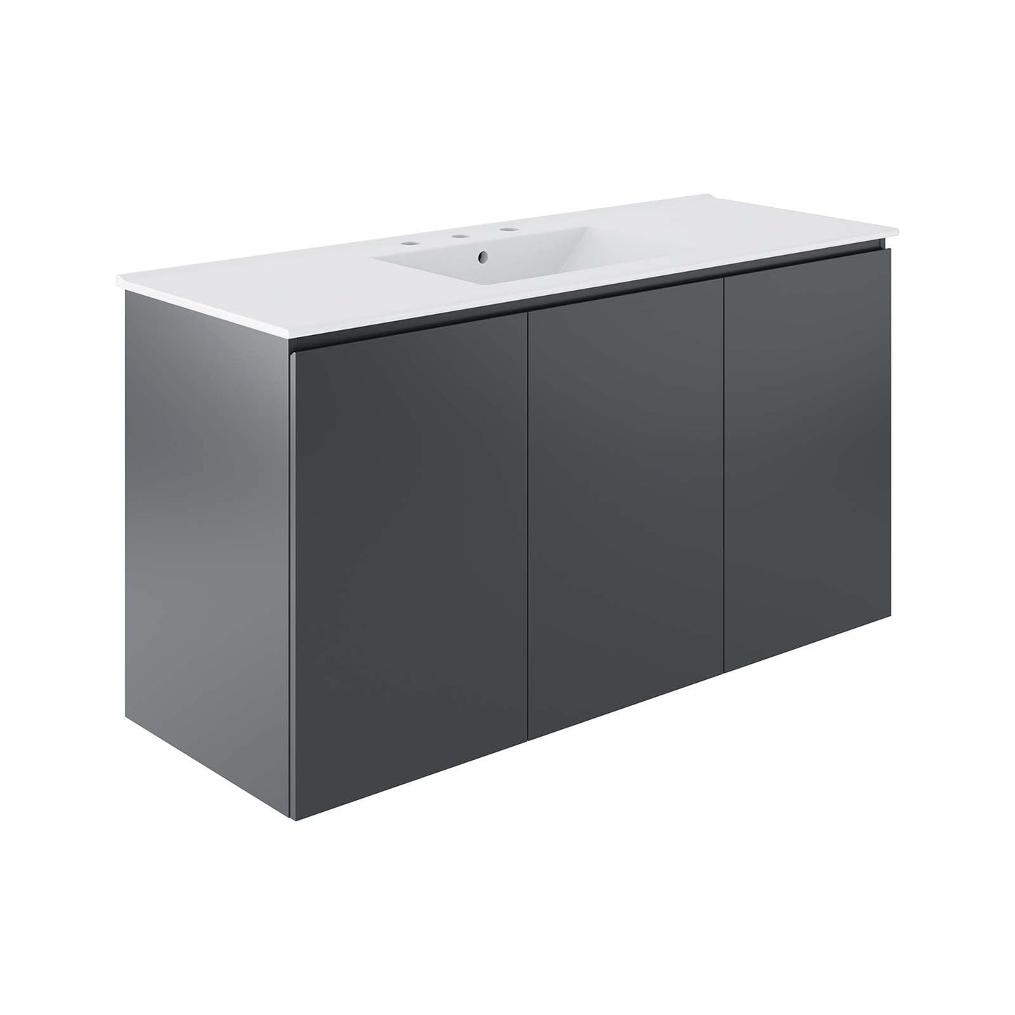 Bryn 48" Wall-Mount Bathroom Vanity By Modway - EEI-5780-GRY-BLK | Bathroom Accessories |  Modishstore - 2