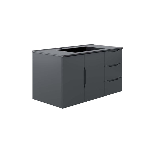 Vitality 36" Bathroom Vanity By Modway - EEI-5783-GRY-BLK | Bathroom Accessories |  Modishstore