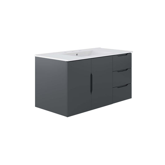 Vitality 36" Bathroom Vanity By Modway - EEI-5783-GRY-BLK | Bathroom Accessories |  Modishstore - 2