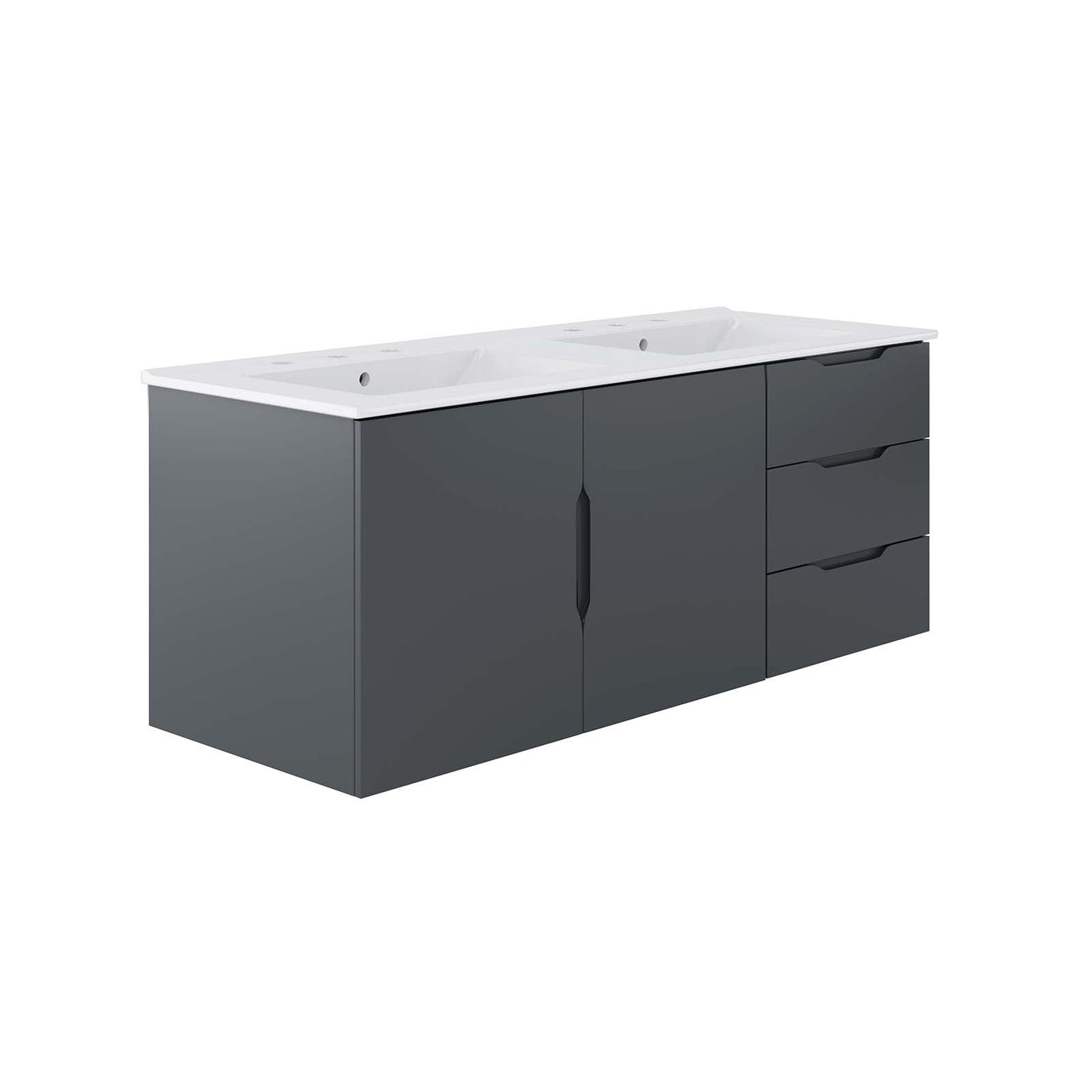 Vitality 48" Double Sink Bathroom Vanity By Modway - EEI-5785-GRY-BLK | Bathroom Accessories |  Modishstore - 2