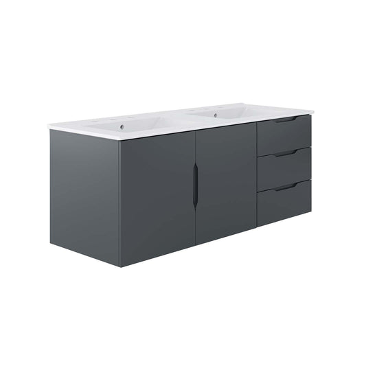 Vitality 48" Double Sink Bathroom Vanity By Modway - EEI-5785-GRY-BLK | Bathroom Accessories |  Modishstore - 2