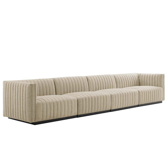 Conjure Channel Tufted Upholstered Fabric 4-Piece Sofa By Modway - EEI-5789 | Sectional