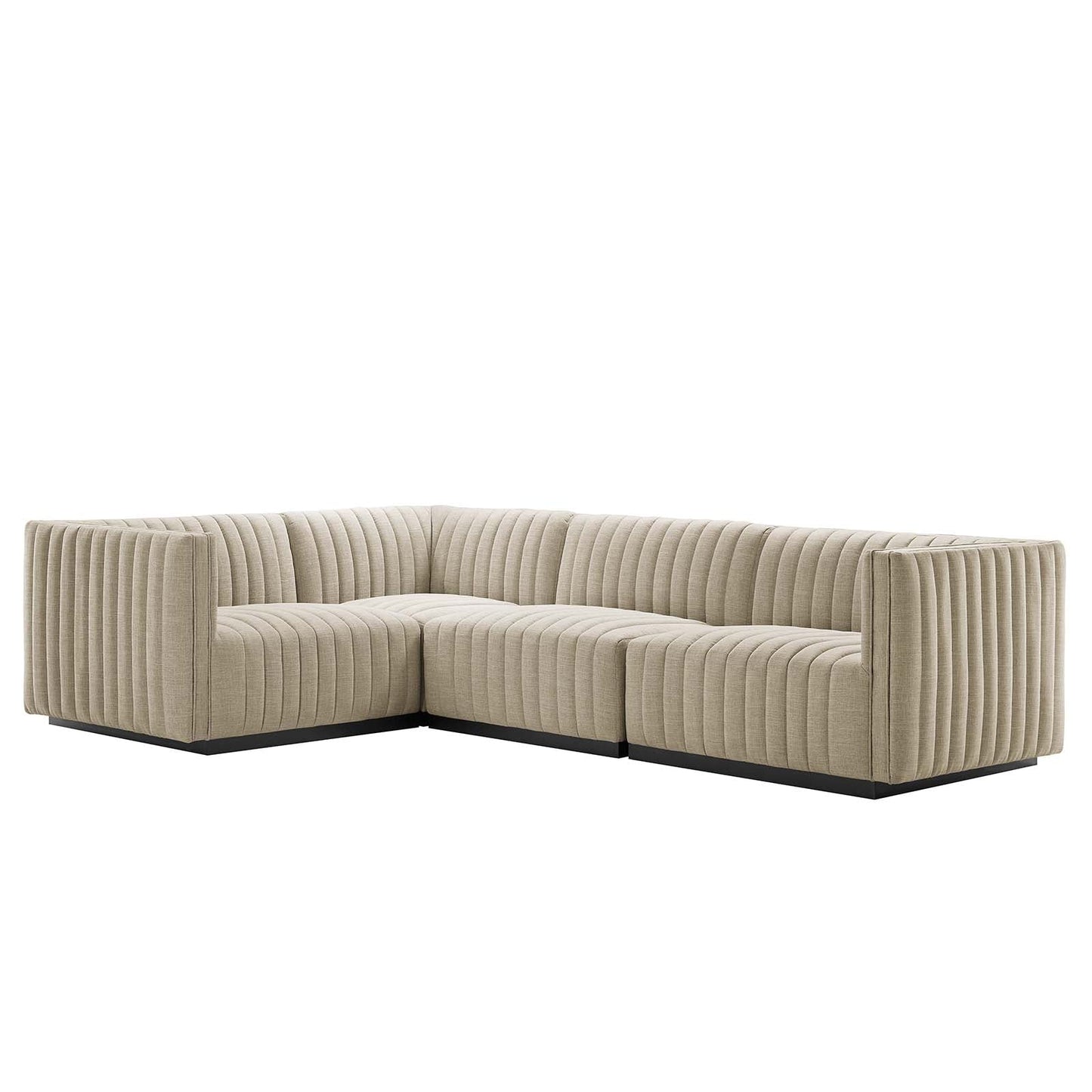 Conjure Channel Tufted Upholstered Fabric 4-Piece L-Shaped Sectional By Modway - EEI-5791 | Sectional