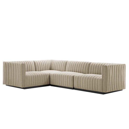 Conjure Channel Tufted Upholstered Fabric 4-Piece L-Shaped Sectional By Modway - EEI-5791 | Sectional