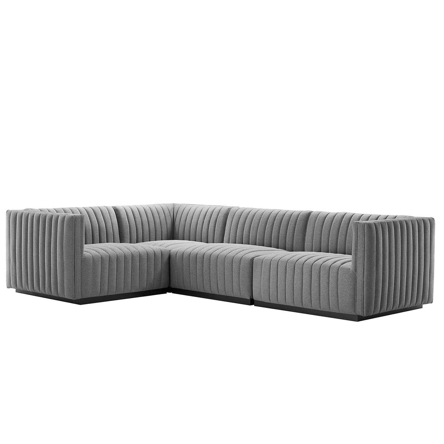 Conjure Channel Tufted Upholstered Fabric 4-Piece L-Shaped Sectional By Modway - EEI-5791 | Sectional - 2