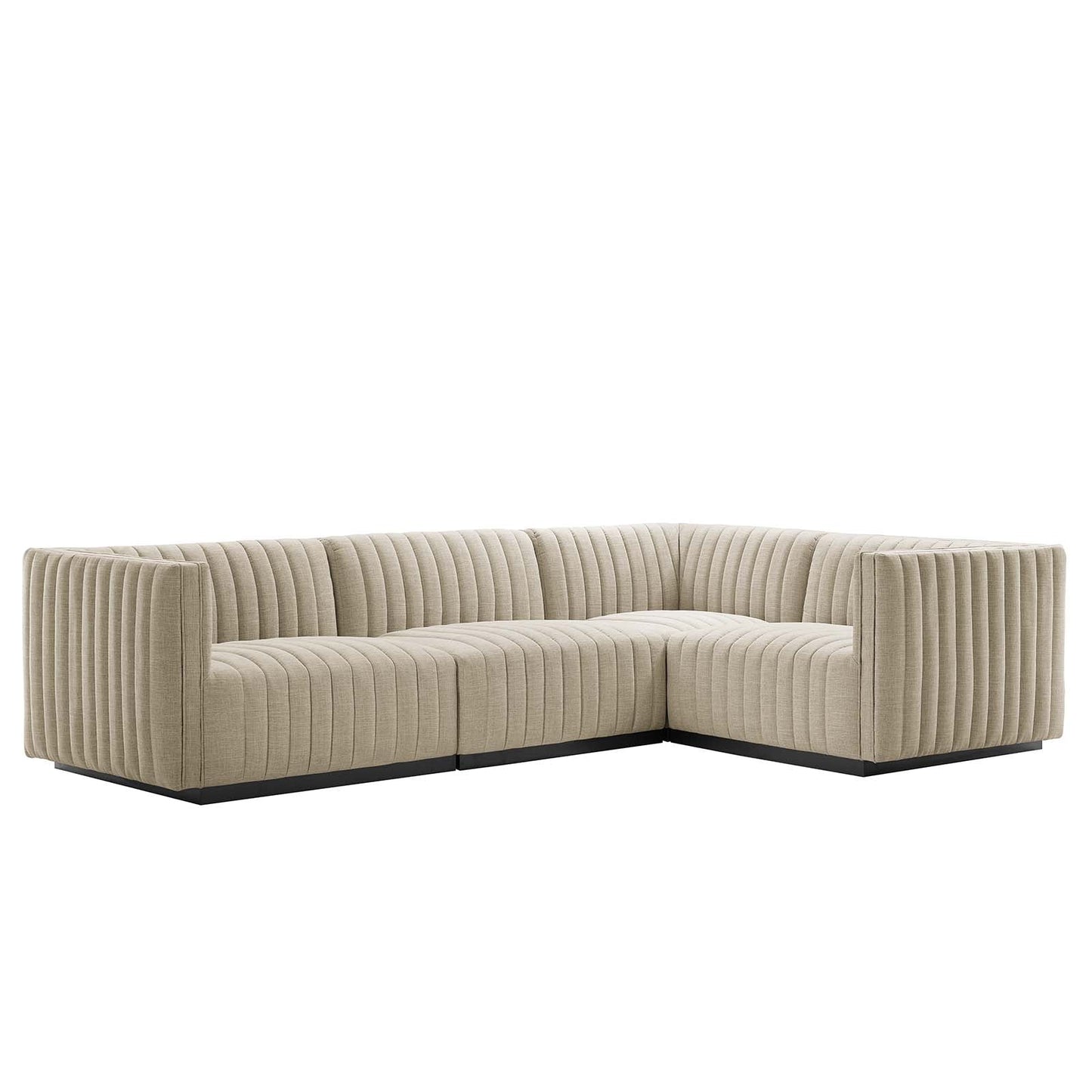 Conjure Channel Tufted Upholstered Fabric 4-Piece L-Shaped Sectional By Modway - EEI-5792 | Sectional