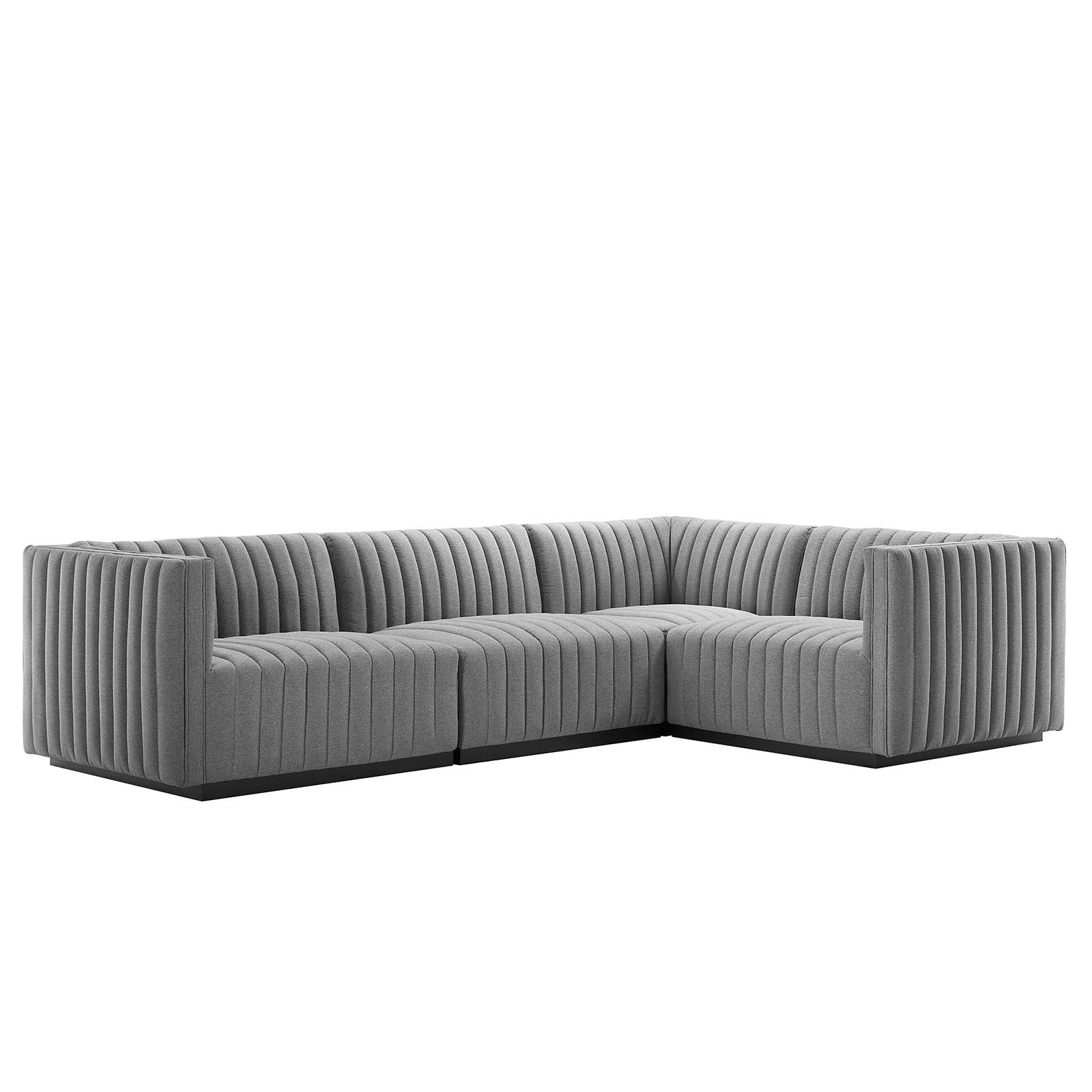Conjure Channel Tufted Upholstered Fabric 4-Piece L-Shaped Sectional By Modway - EEI-5792 | Sectional - 2