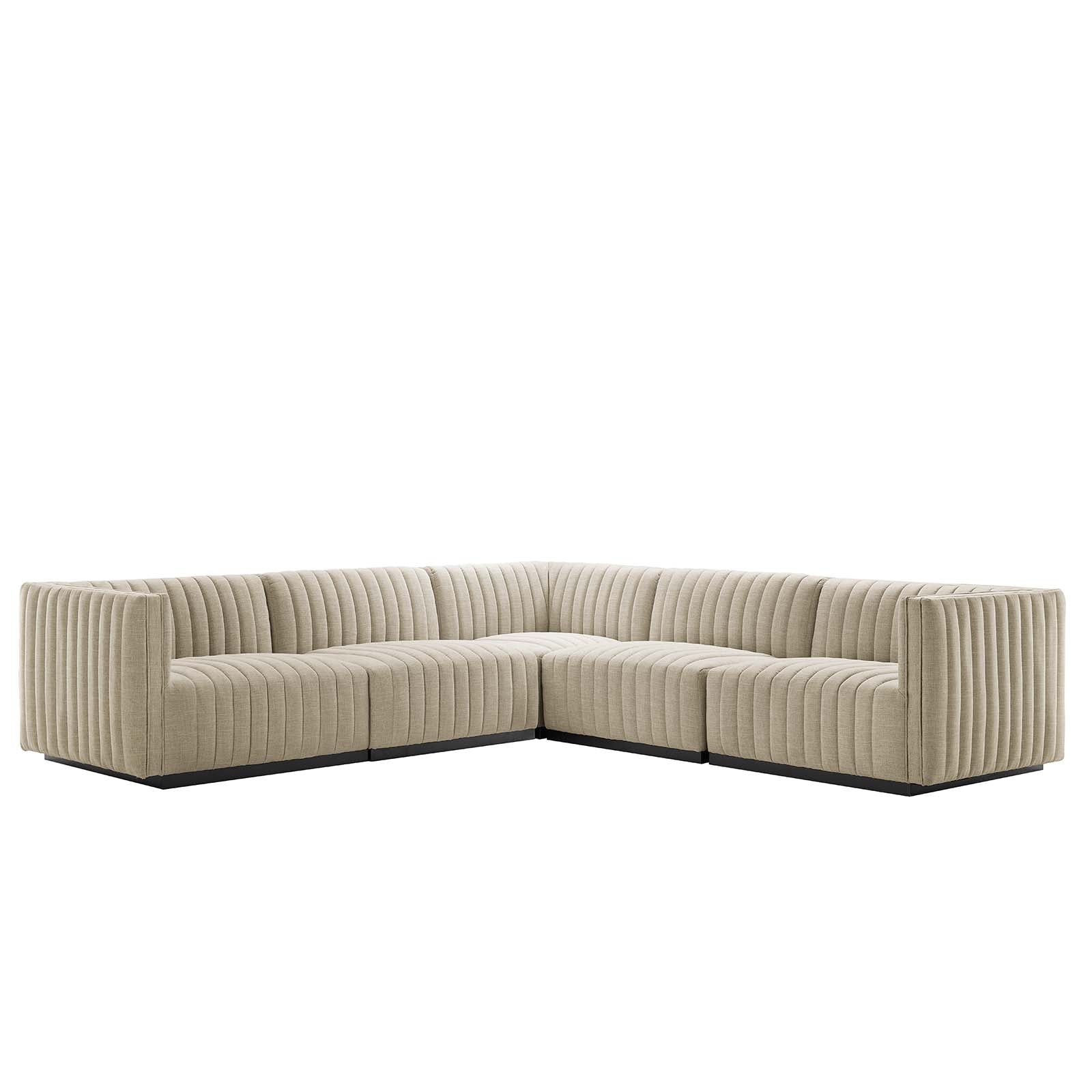 Conjure Channel Tufted Upholstered Fabric 5-Piece L-Shaped Sectional By Modway - EEI-5793 | Sectional