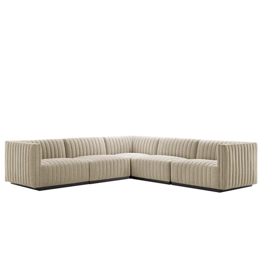Conjure Channel Tufted Upholstered Fabric 5-Piece L-Shaped Sectional By Modway - EEI-5793 | Sectional