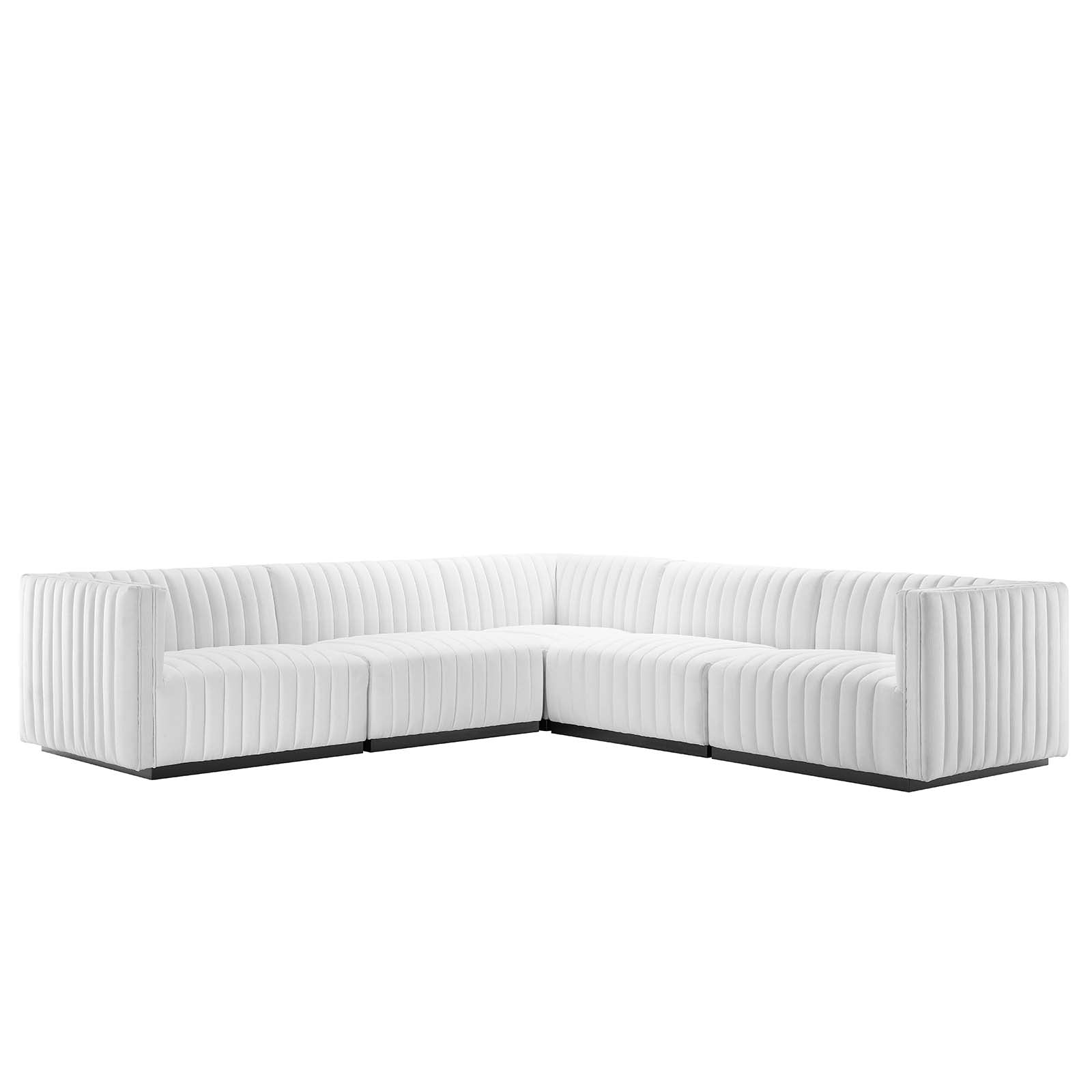 Conjure Channel Tufted Upholstered Fabric 5-Piece L-Shaped Sectional By Modway - EEI-5793 | Sectional - 3