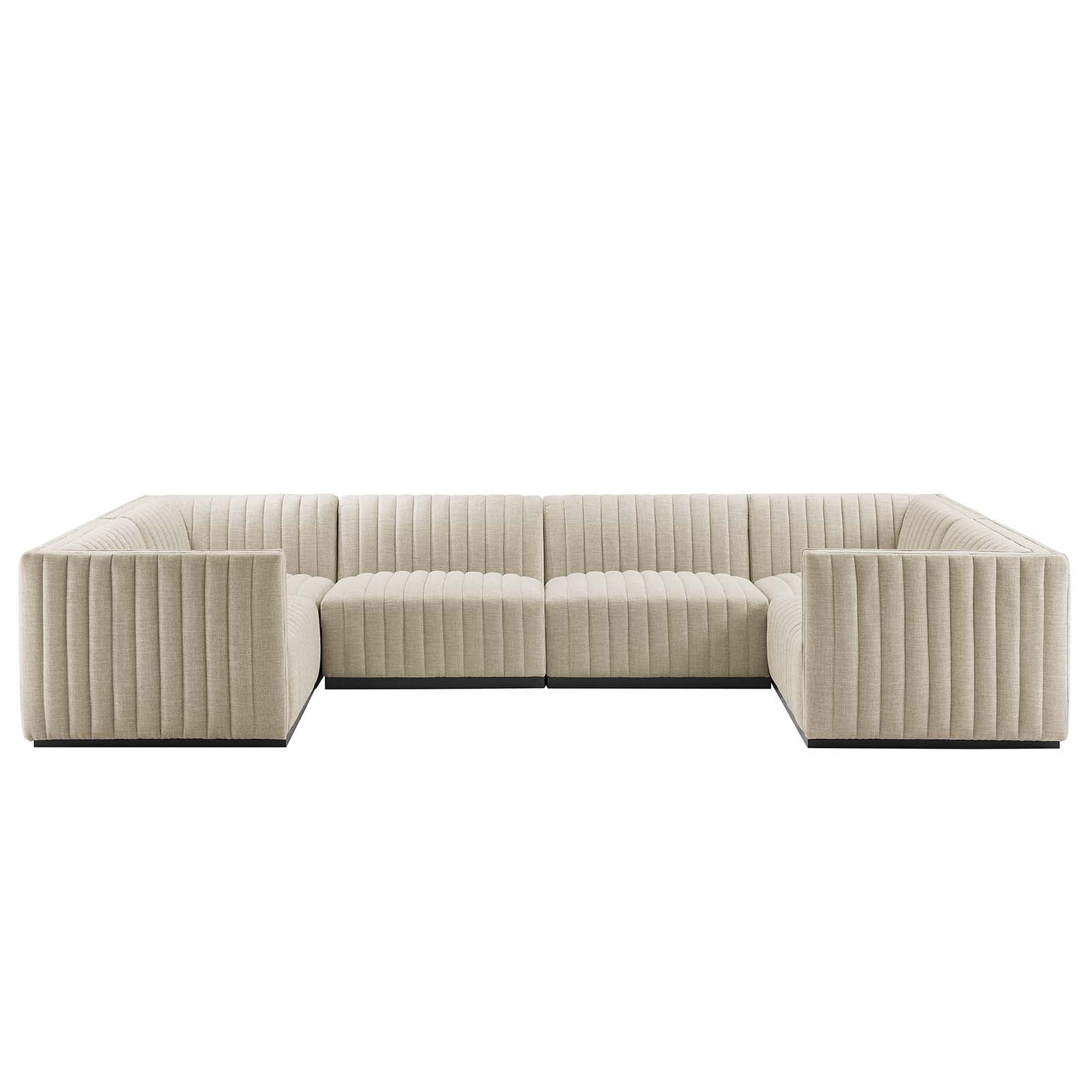 Conjure Channel Tufted Upholstered Fabric 6-Piece U-Shaped Sectional By Modway - EEI-5795 | Sectional