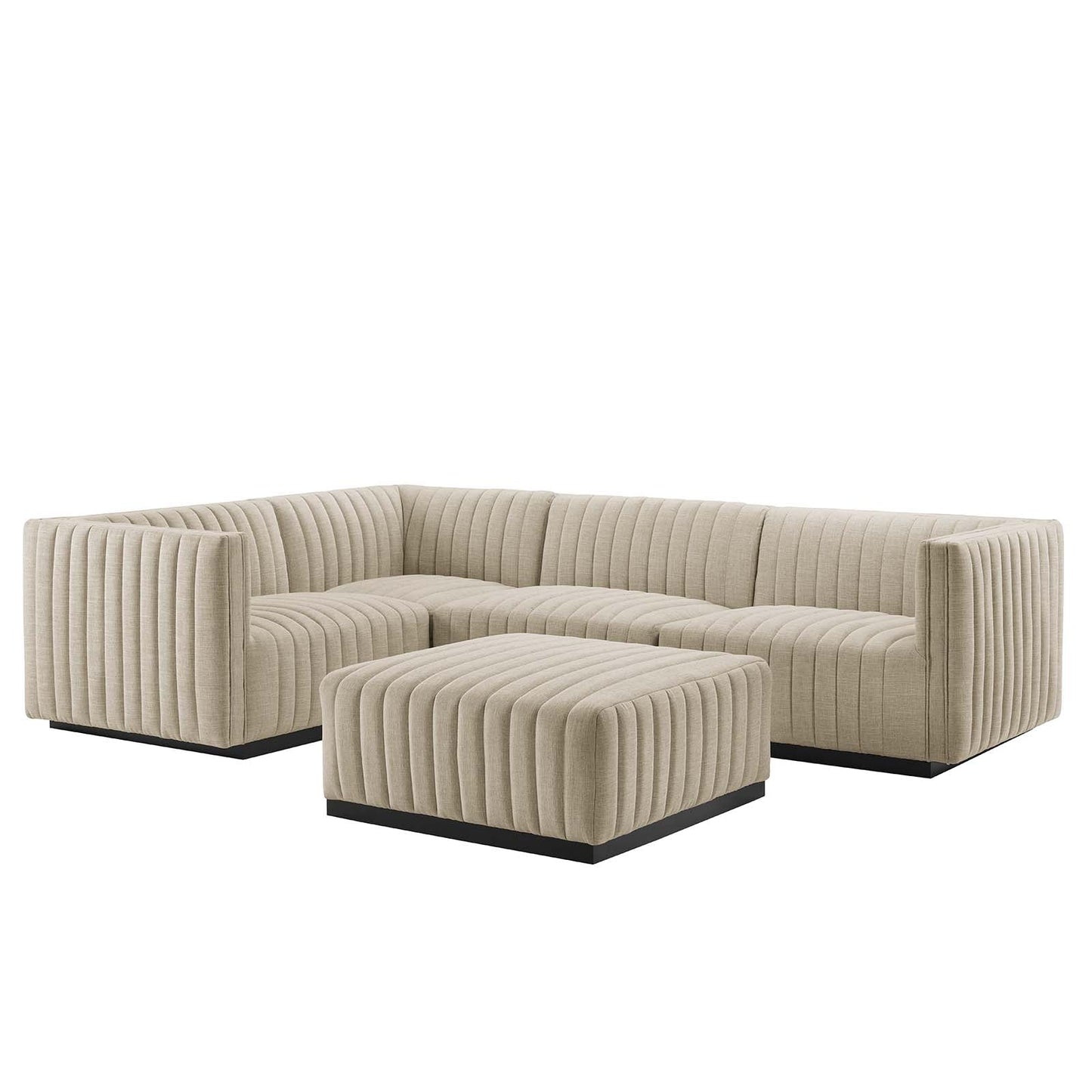 Conjure Channel Tufted Upholstered Fabric 5-Piece Sectional By Modway - EEI-5796 | Sectional