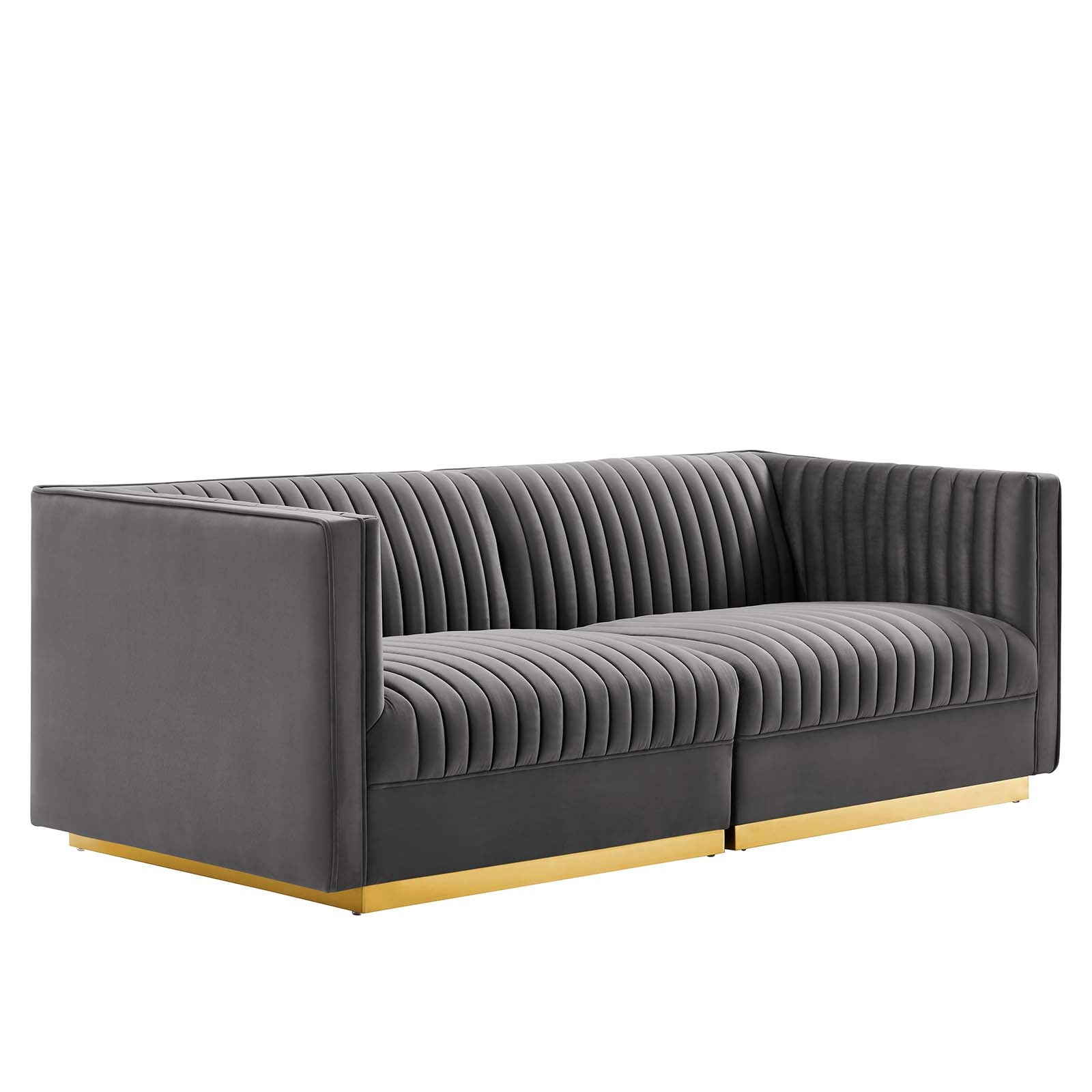 Sanguine Channel Tufted Performance Velvet Modular Sectional Sofa Loveseat By Modway - EEI-5824 | Loveseats | Modishstore - 2