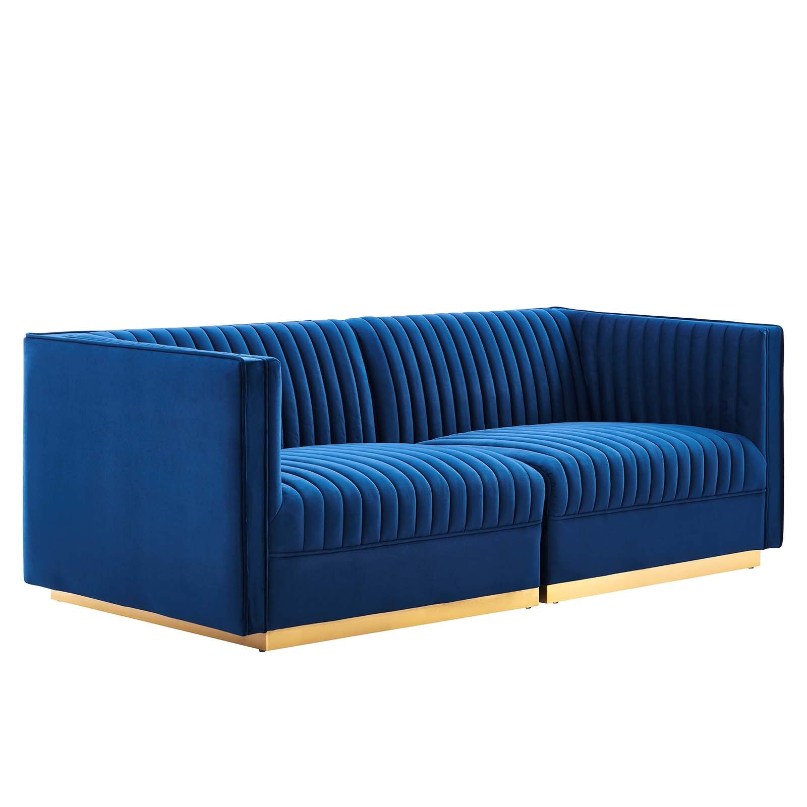 Sanguine Channel Tufted Performance Velvet Modular Sectional Sofa Loveseat By Modway - EEI-5824 | Loveseats | Modishstore - 3