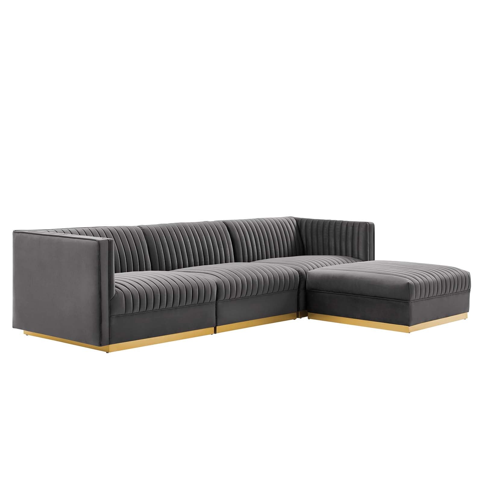 Sanguine Channel Tufted Performance Velvet 4-Piece Modular Sectional Sofa By Modway - EEI-5826 | Sectional | Modishstore - 2