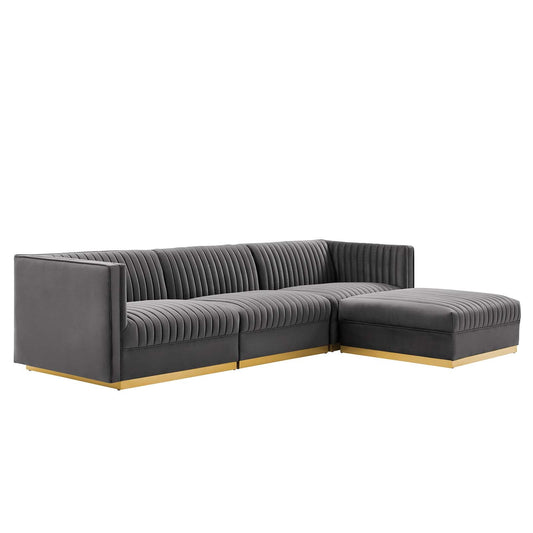 Sanguine Channel Tufted Performance Velvet 4-Piece Modular Sectional Sofa By Modway - EEI-5826 | Sectional | Modishstore - 2