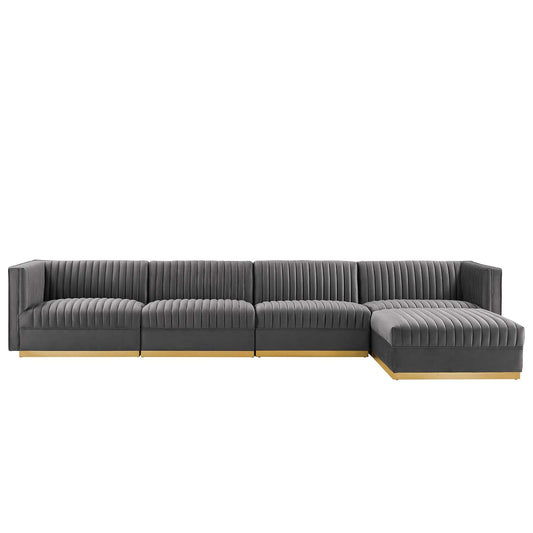 Sanguine Channel Tufted Performance Velvet 5-Piece Modular Sectional Sofa By Modway - EEI-5828 | Sectional | Modishstore - 2
