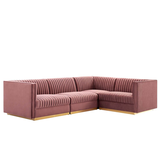 Sanguine Channel Tufted Performance Velvet 4-Piece Right-Facing Modular Sectional Sofa By Modway - EEI-5829 | Sectional | Modishstore