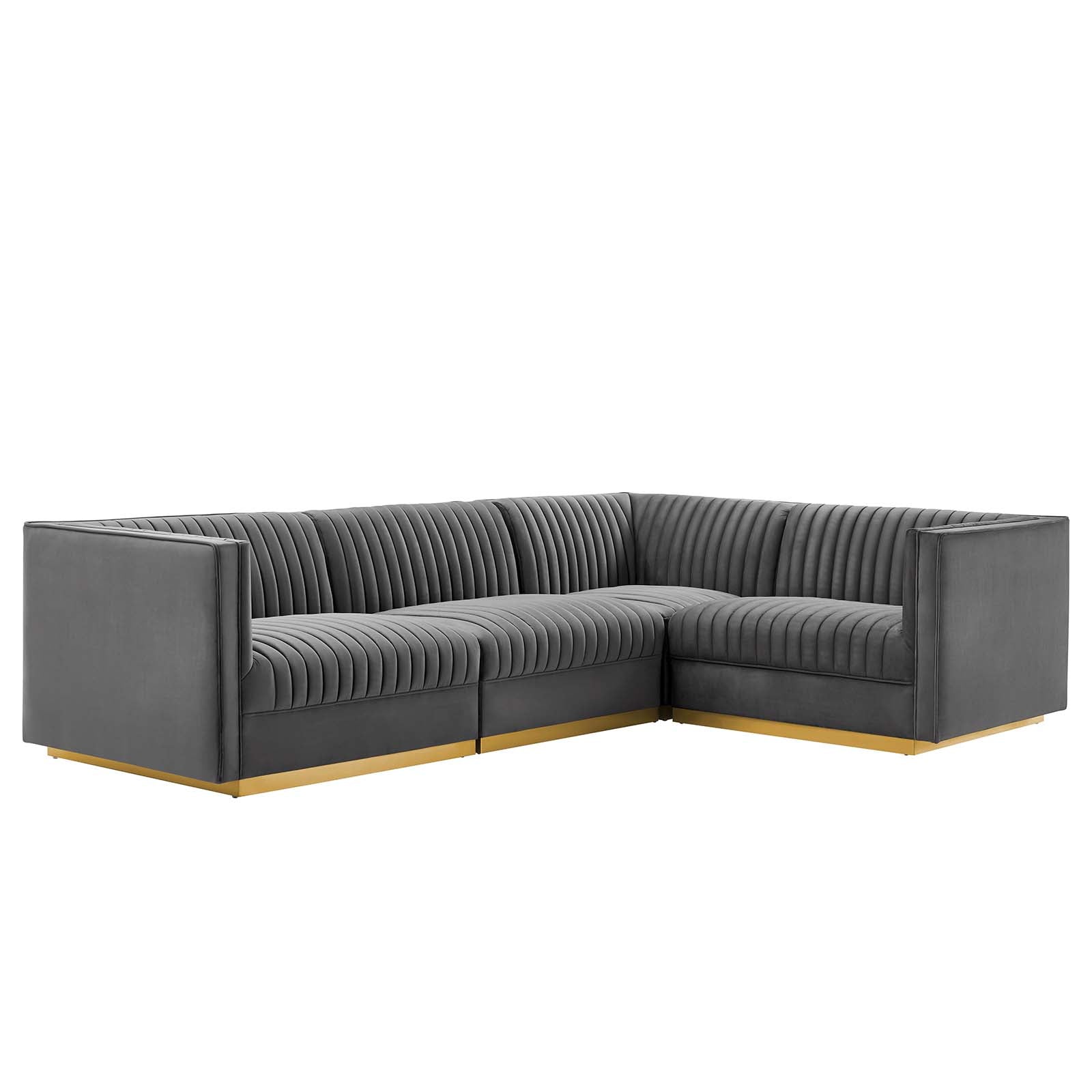 Sanguine Channel Tufted Performance Velvet 4-Piece Right-Facing Modular Sectional Sofa By Modway - EEI-5829 | Sectional | Modishstore - 2