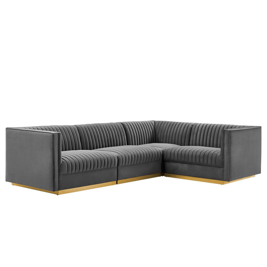 Sanguine Channel Tufted Performance Velvet 4-Piece Right-Facing Modular Sectional Sofa By Modway - EEI-5829 | Sectional | Modishstore - 2