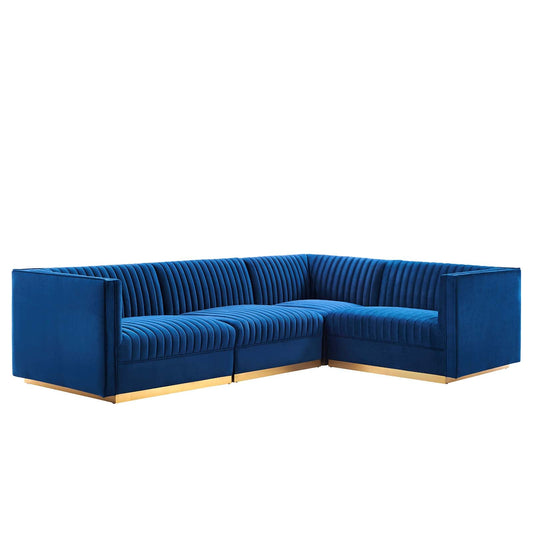Sanguine Channel Tufted Performance Velvet 4-Piece Right-Facing Modular Sectional Sofa By Modway - EEI-5829 | Sectional | Modishstore - 3