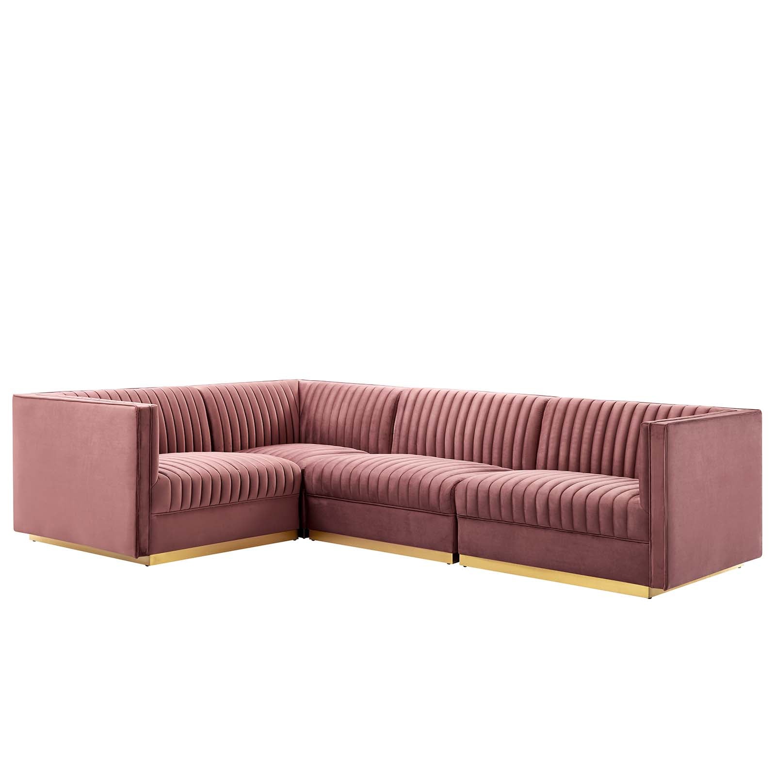 Sanguine Channel Tufted Performance Velvet 4-Piece Left-Facing Modular Sectional Sofa By Modway - EEI-5830 | Sectional | Modishstore