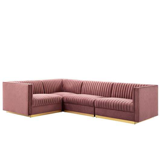 Sanguine Channel Tufted Performance Velvet 4-Piece Left-Facing Modular Sectional Sofa By Modway - EEI-5830 | Sectional | Modishstore