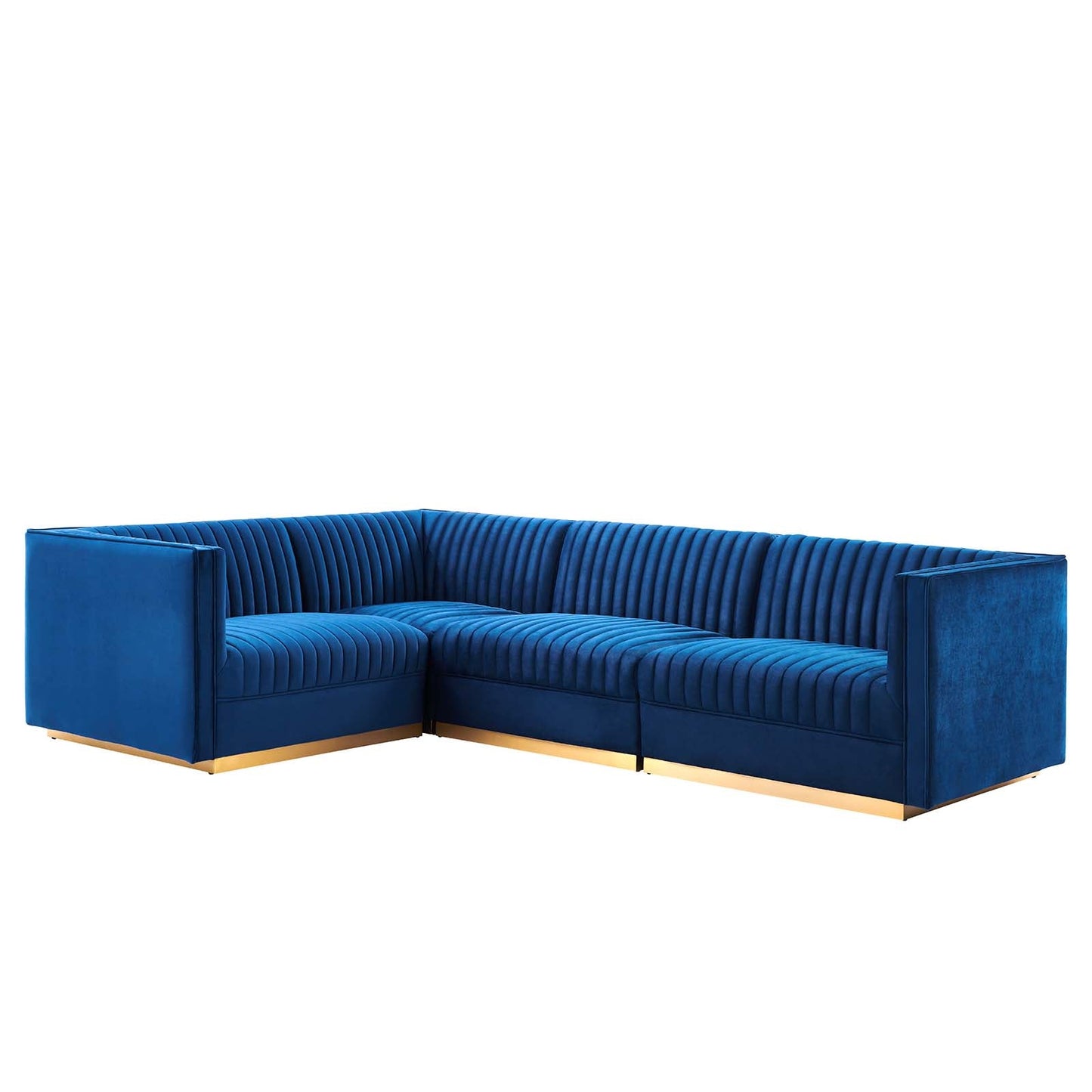 Sanguine Channel Tufted Performance Velvet 4-Piece Left-Facing Modular Sectional Sofa By Modway - EEI-5830 | Sectional | Modishstore - 3