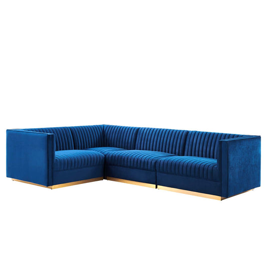Sanguine Channel Tufted Performance Velvet 4-Piece Left-Facing Modular Sectional Sofa By Modway - EEI-5830 | Sectional | Modishstore - 3