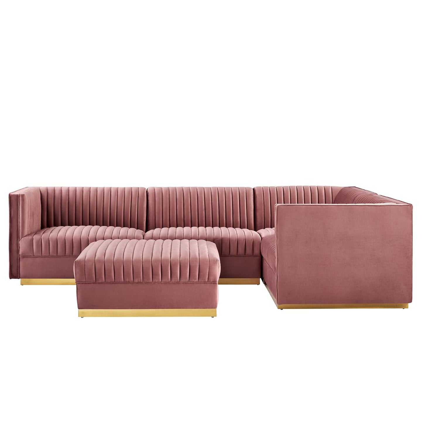 Sanguine Channel Tufted Performance Velvet 5-Piece Right-Facing Modular Sectional Sofa By Modway - EEI-5831 | Sectional | Modishstore