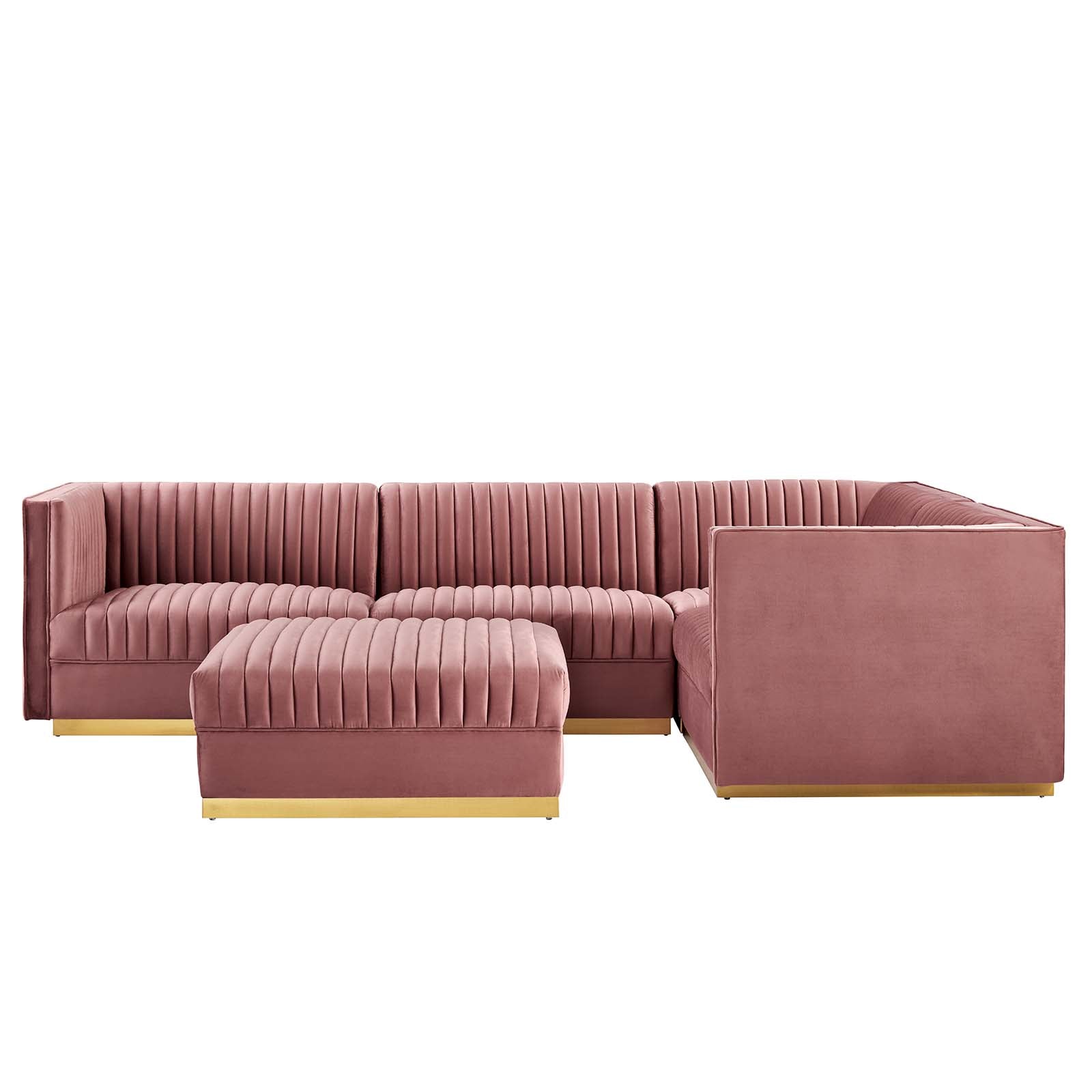 Sanguine Channel Tufted Performance Velvet 5-Piece Right-Facing Modular Sectional Sofa By Modway - EEI-5831 | Sectional | Modishstore