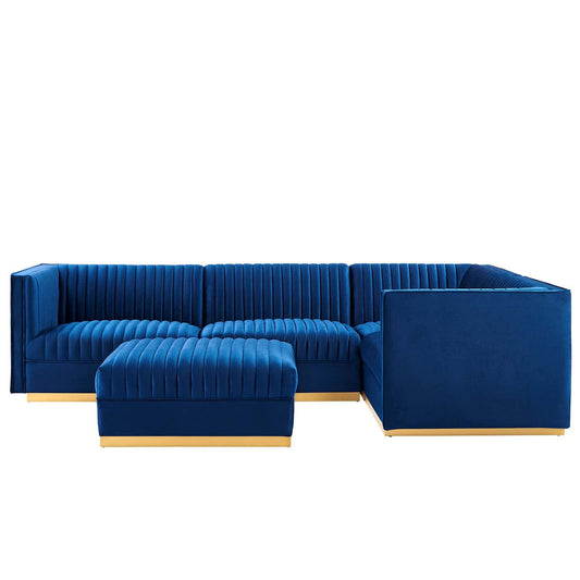 Sanguine Channel Tufted Performance Velvet 5-Piece Right-Facing Modular Sectional Sofa By Modway - EEI-5831 | Sectional | Modishstore - 2