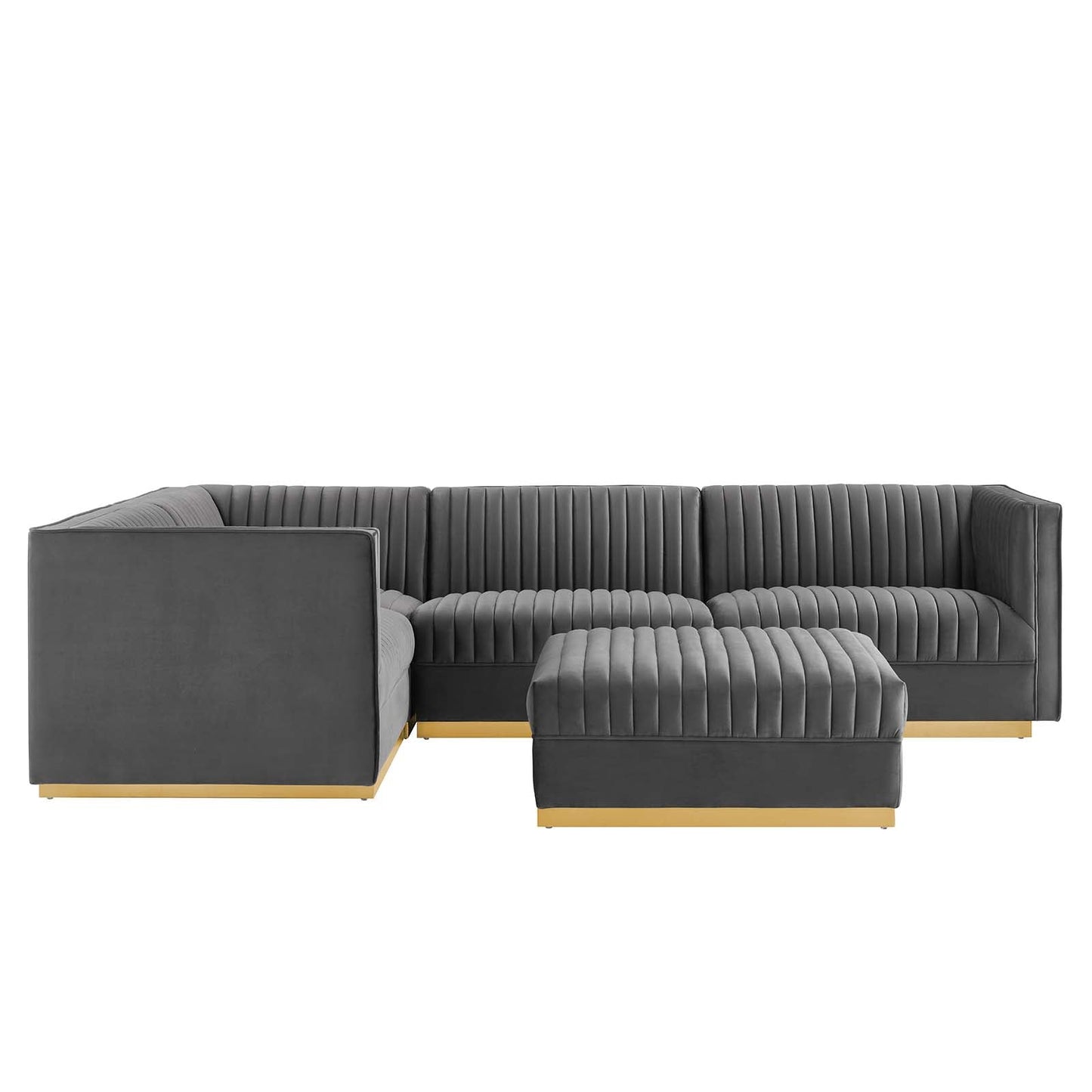 Sanguine Channel Tufted Performance Velvet 5-Piece Left-Facing Modular Sectional Sofa By Modway - EEI-5832 | Sectional | Modishstore - 2