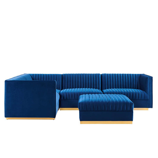 Sanguine Channel Tufted Performance Velvet 5-Piece Left-Facing Modular Sectional Sofa By Modway - EEI-5832 | Sectional | Modishstore - 3