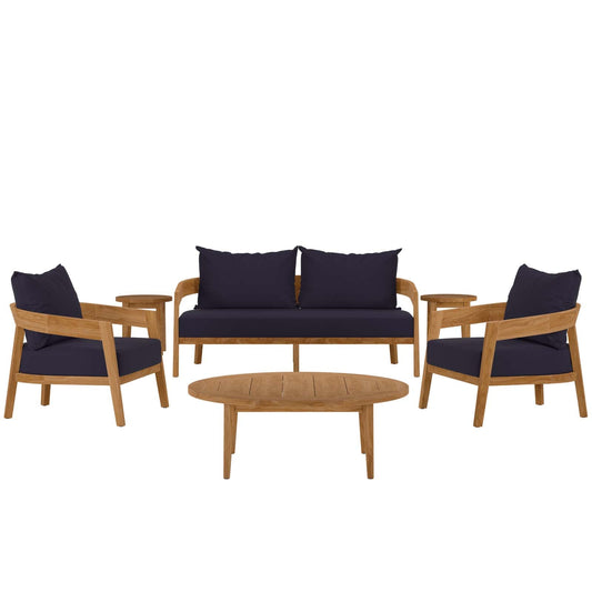 Brisbane 6-Piece Teak Wood Outdoor Patio Outdoor Patio Set By Modway - EEI-5833-NAT-GRY | Outdoor Sofas, Loveseats & Sectionals |  Modishstore - 3
