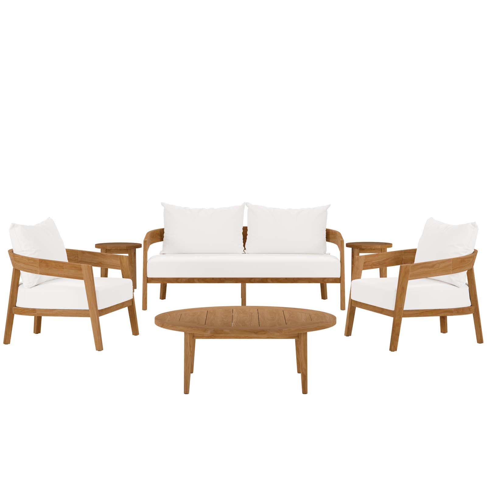 Brisbane 6-Piece Teak Wood Outdoor Patio Outdoor Patio Set By Modway - EEI-5833-NAT-GRY | Outdoor Sofas, Loveseats & Sectionals |  Modishstore - 4