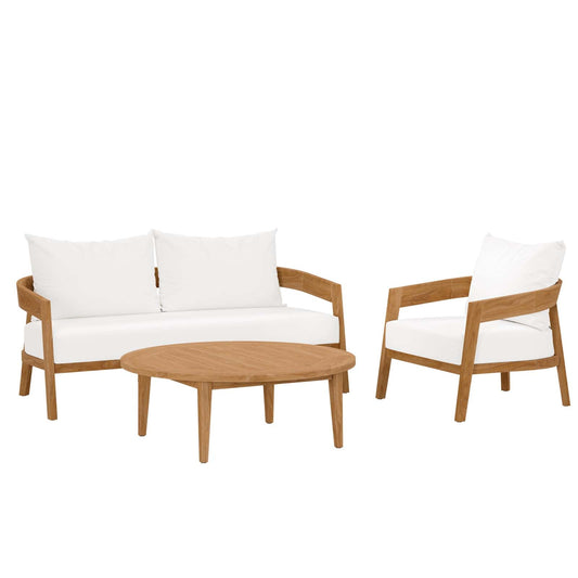 Brisbane 3-Piece Teak Wood Outdoor Patio Outdoor Patio Set By Modway - EEI-5834-NAT-GRY | Outdoor Sofas, Loveseats & Sectionals |  Modishstore - 4
